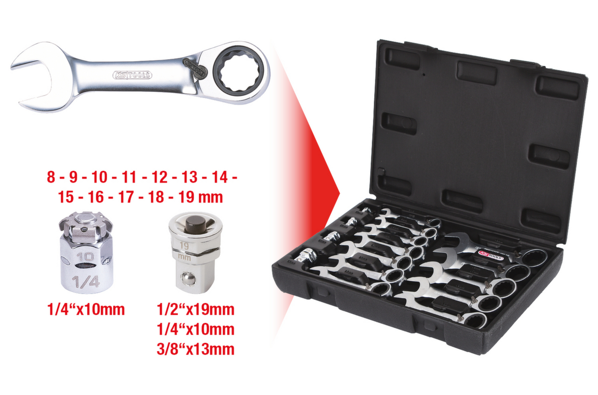 KS Tools GEARplus Ratschenringmaulschlüssel-Satz Standard 2 ZOOM