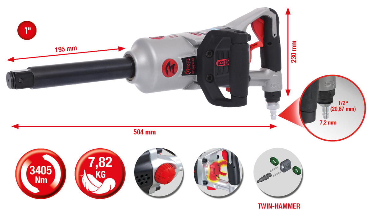 KS Tools 1" superMONSTER Hochleistungs-Druckluft-Schlagschrauber Standard 2 ZOOM