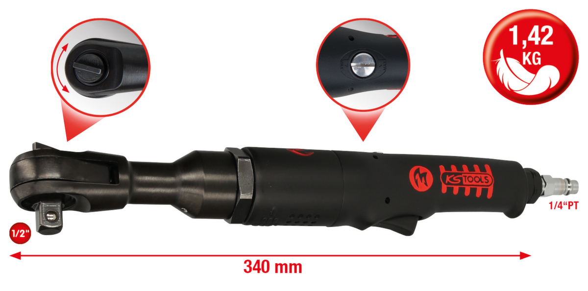 KS Tools 3/8" MONSTER Hochleistungs-Druckluft-Umschaltratsche Standard 2 ZOOM