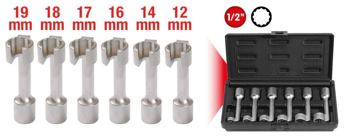 KS Tools 1/2" Offener Ring-Steckschlüssel-Satz Standard 2 ZOOM