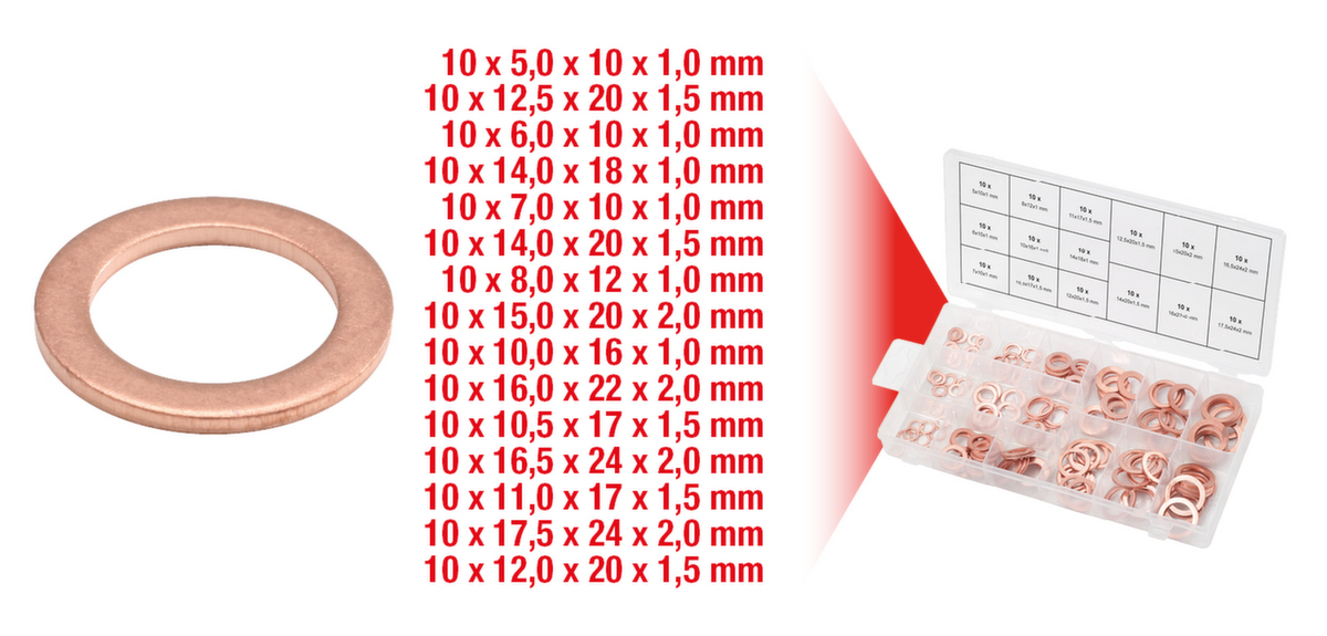 KS Tools Sortiment Kupfer-Dichtringe Standard 2 ZOOM