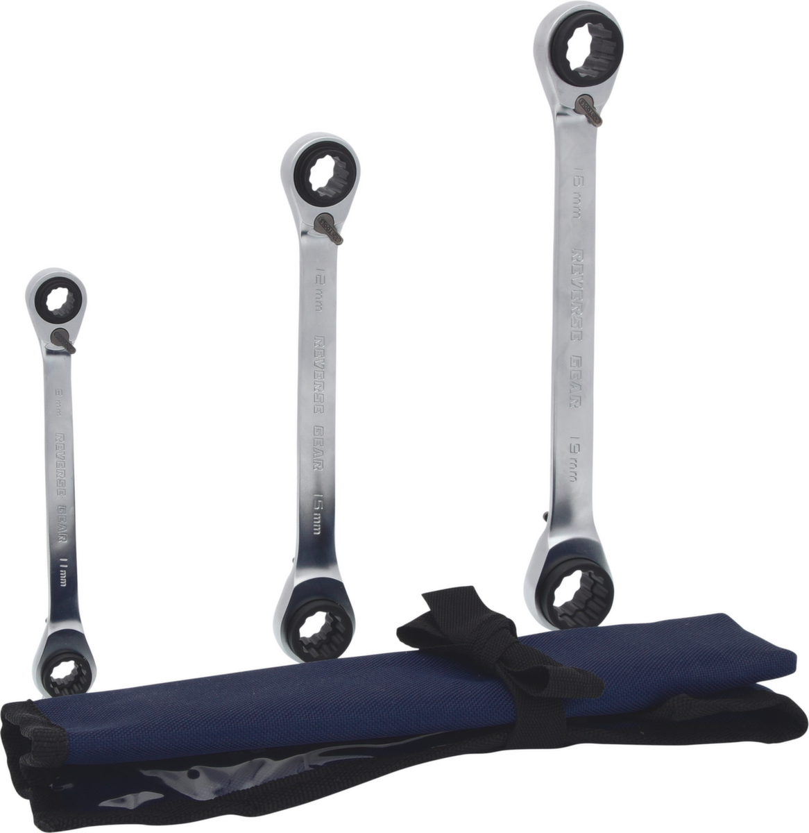 KS Tools 4 in 1 GEARplus umschaltbar Doppel-Ratschenringschlüssel-Satz Standard 3 ZOOM