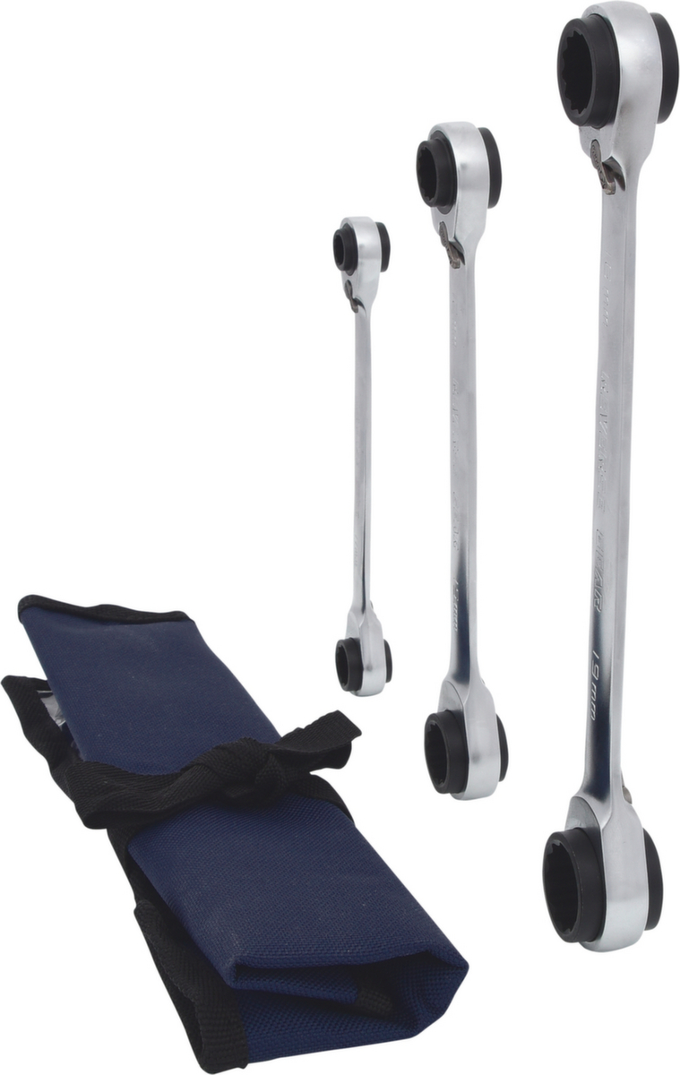 KS Tools 4 in 1 GEARplus umschaltbar Doppel-Ratschenringschlüssel-Satz Standard 4 ZOOM