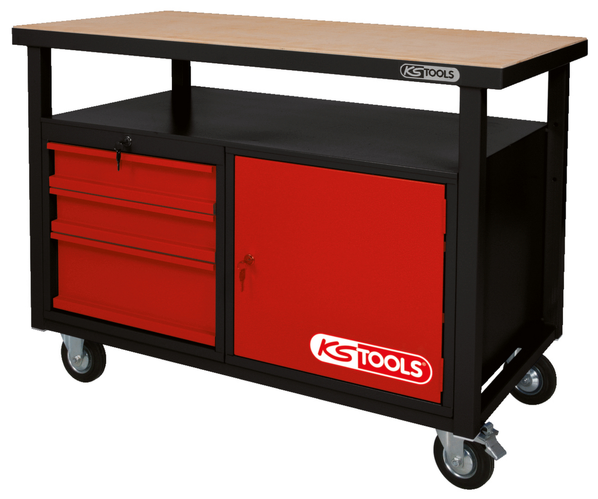 KS Tools Fahrbare Werkbank mit 3 Schubladen und 1 Tür Standard 4 ZOOM