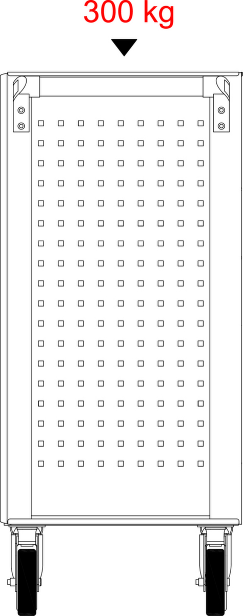 KS Tools ECOline SCHWARZ/ROT Werkstattwagen mit 7 Schubladen und 215 Premium-Werkzeugen Technische Zeichnung 3 ZOOM
