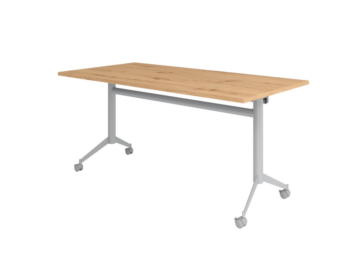 Fahrbarer Klapptisch, Höhe x Breite x Tiefe 750 x 1600 x 800 mm, Platte Asteiche