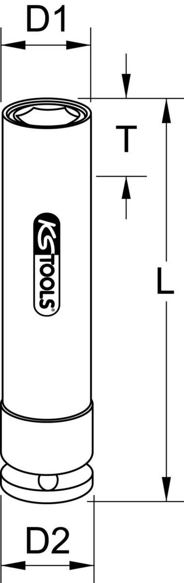 KS Tools 1/2" Spezial-Alu-Felgen Kraft-Stecknuss Technische Zeichnung 1 ZOOM