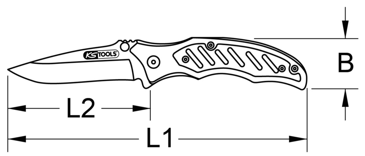 KS Tools Klappmesser mit Arretierung Technische Zeichnung 1 ZOOM