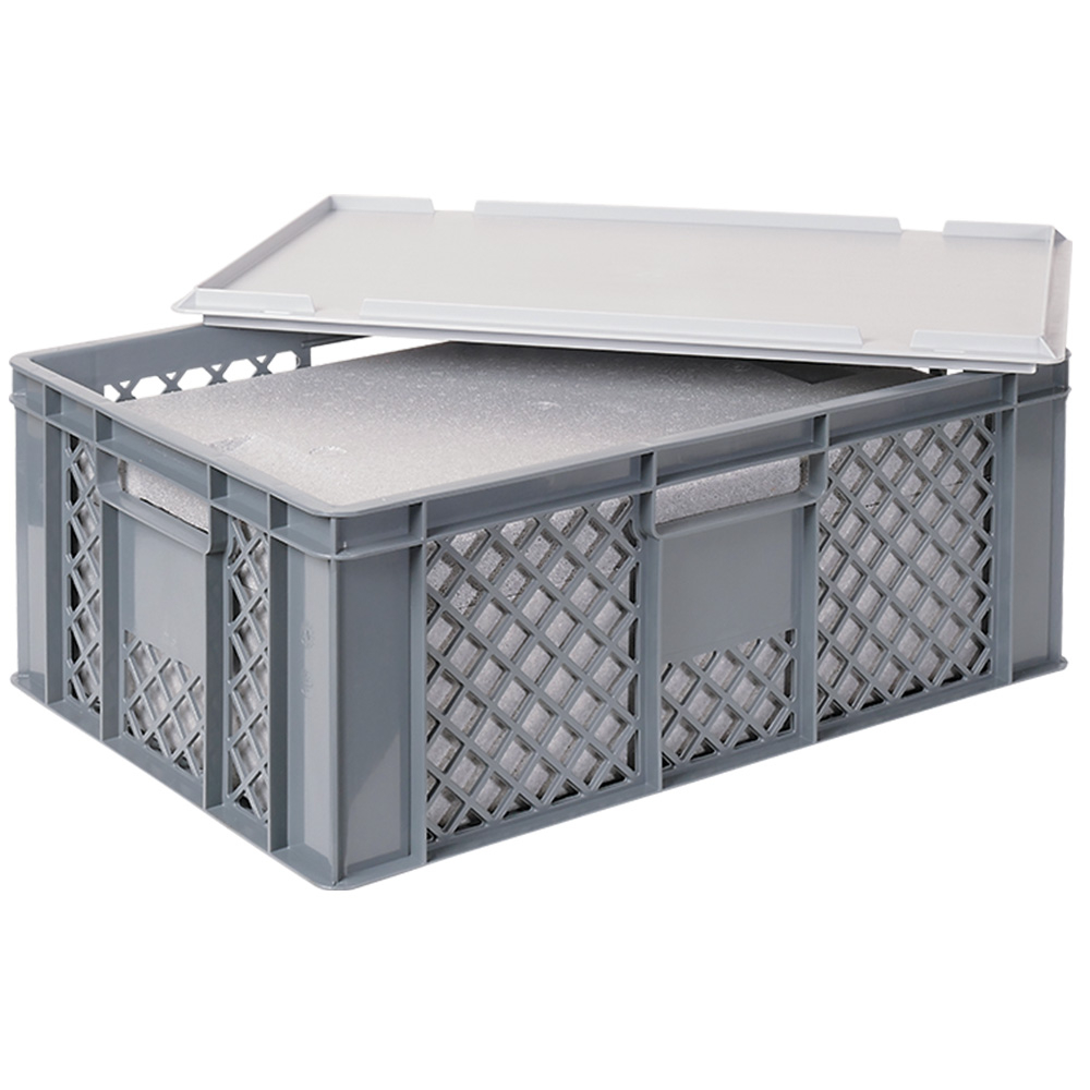 Euronorm-Stapelbehälter mit Isolierbox, grau, Inhalt 43 l, Auflagedeckel für Isolierbox Standard 1 ZOOM