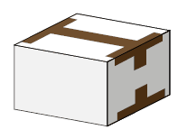 Darstellung eines Kartons mit U- und L-Verschluss aus Paketband