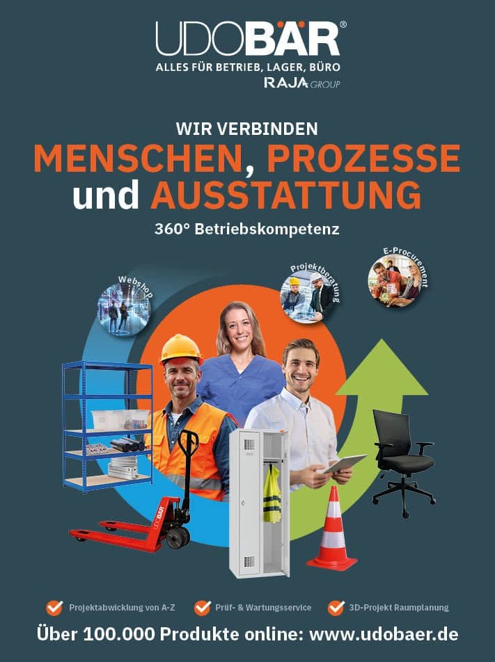 UDO BÄR Hauptkatalog für Betrieb, Lager und Büro mit über 100.000 Produkten für Betriebsausstattung